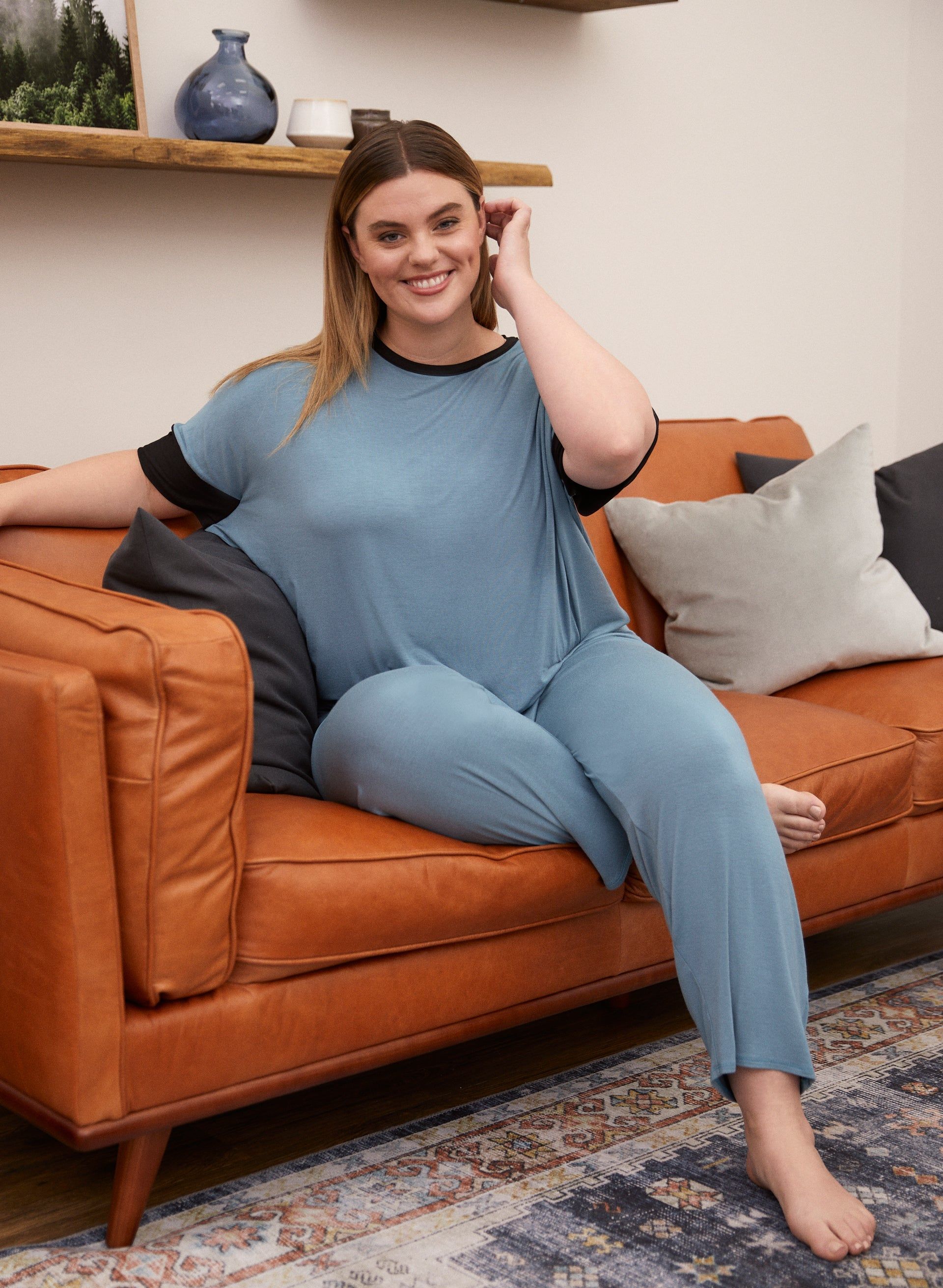 Contrast Detail Pyjama Set sold by Laura