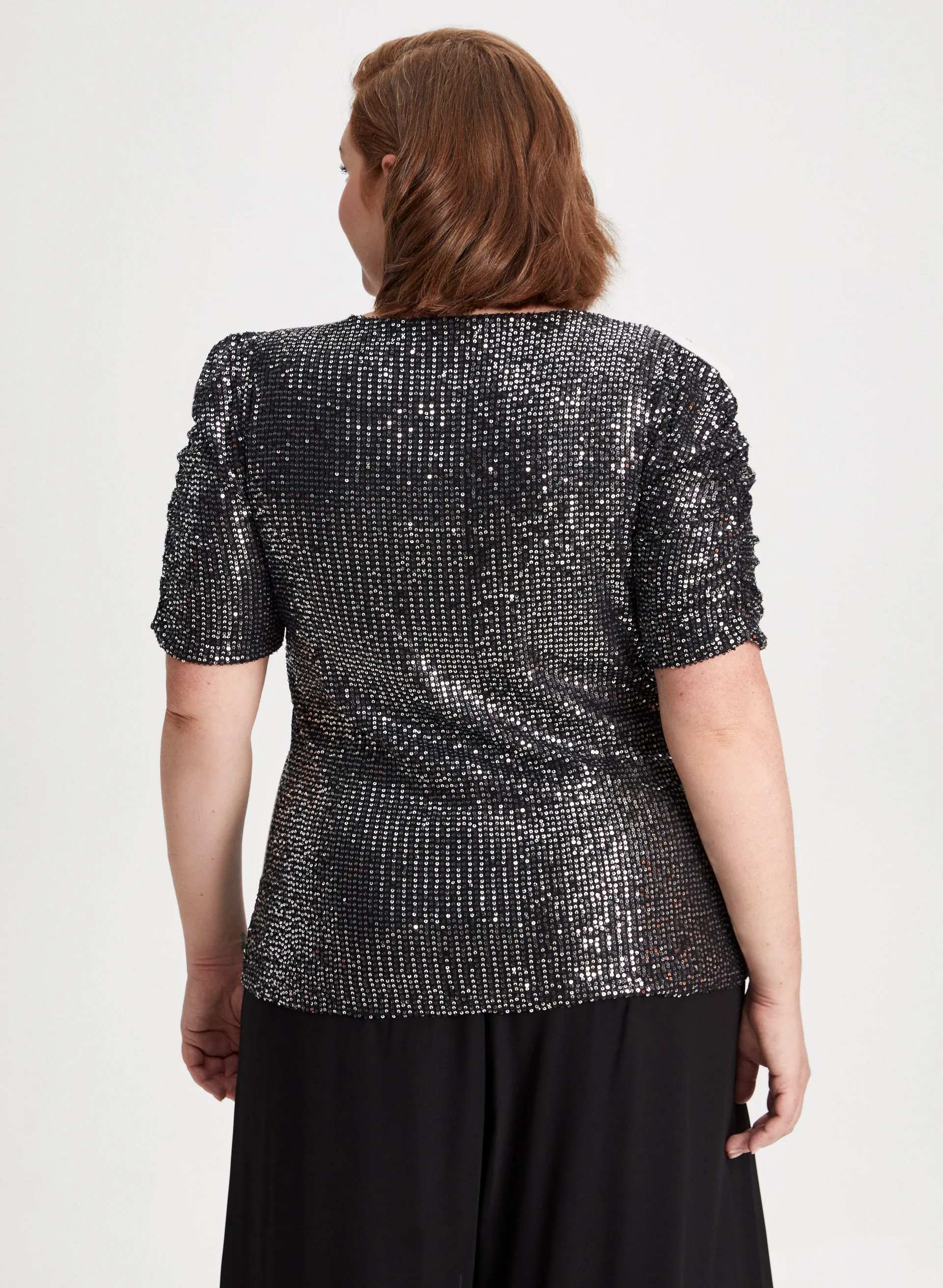 Sequin Shirred Sleeve Top sold by Laura product image thumbnail 4