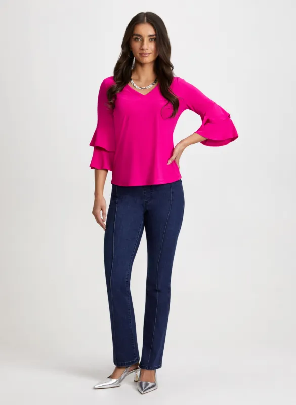 Ruffle Sleeve Tunic & Bootcut Jeans sold by Laura