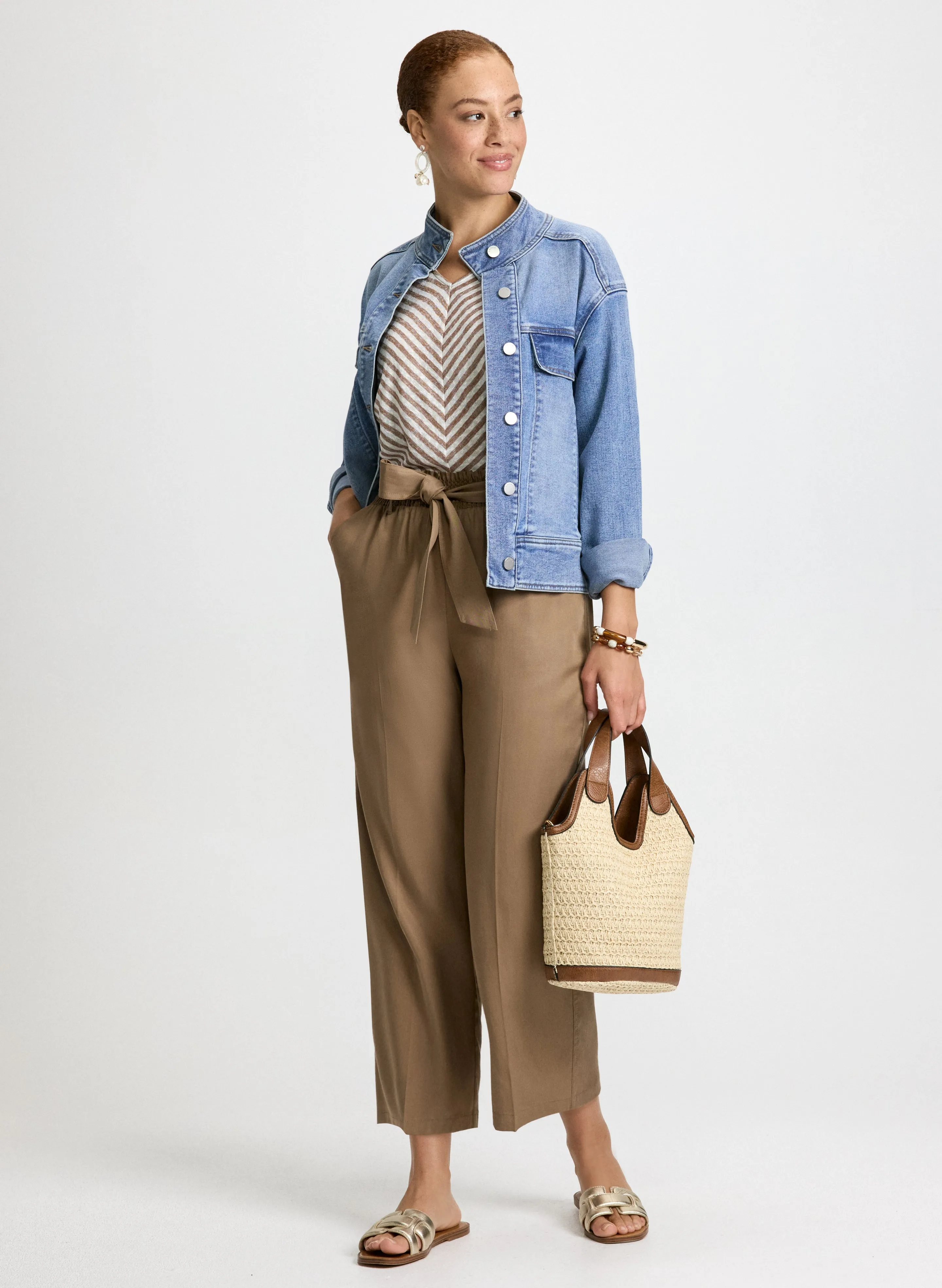 Cargo Pocket Denim Jacket & Belted Elastic Waist Pants sold by Laura