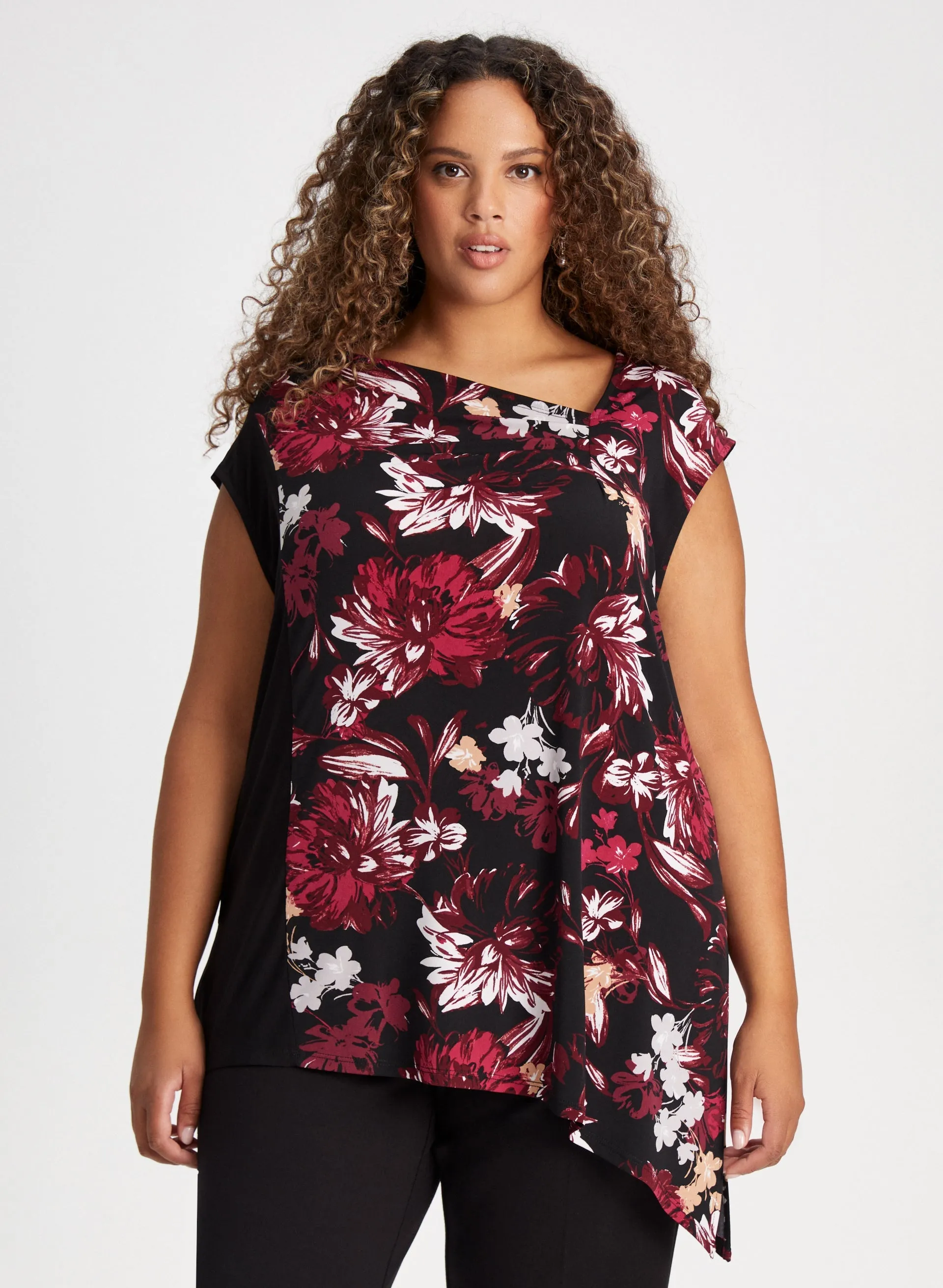 Cap Sleeve Floral Print Top sold by Laura