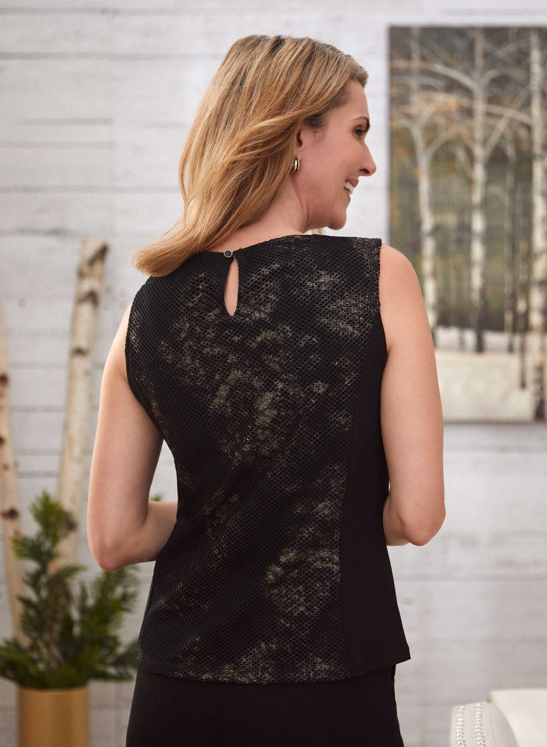 Sleeveless Metallic Print Top sold by Laura product image thumbnail 4