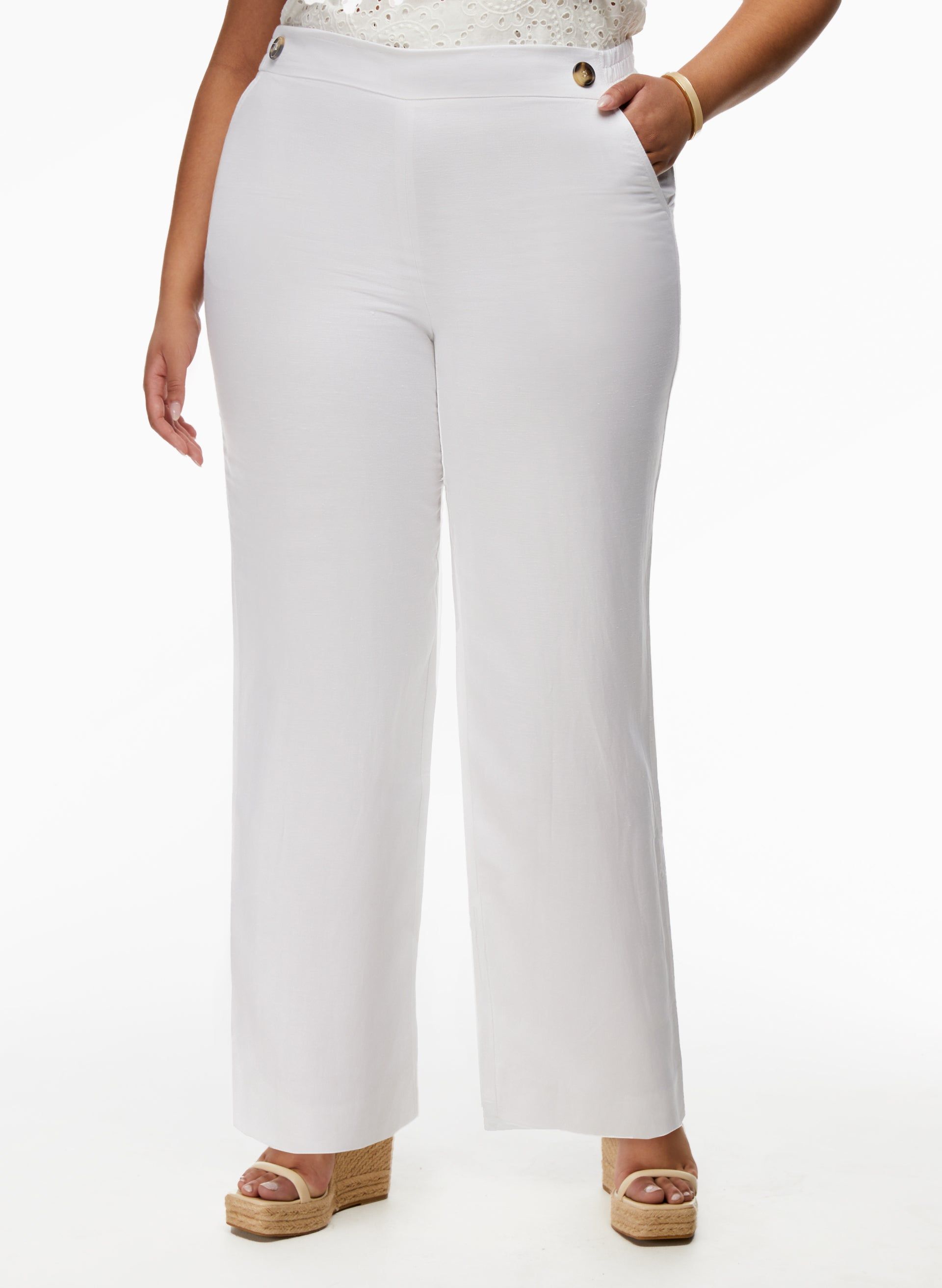 Straight Leg Linen-Blend Pants sold by Laura