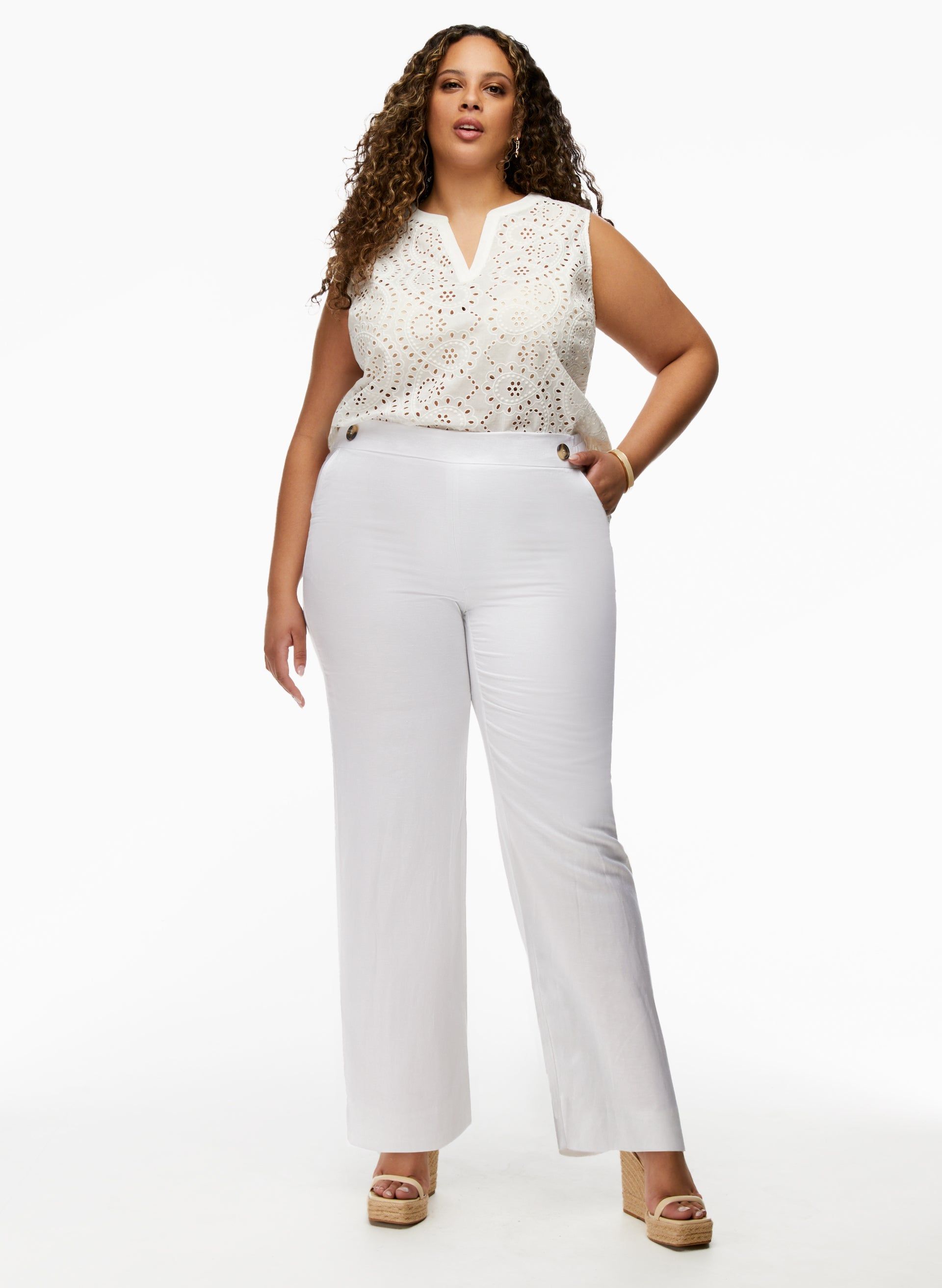 Straight Leg Linen-Blend Pants sold by Laura product image thumbnail 3