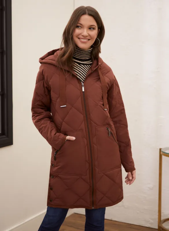 Quilted Button Detail Coat sold by Laura