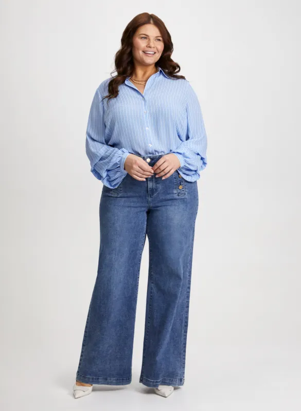 Tiered Sleeve Blouse & Wide Leg Jeans sold by Laura