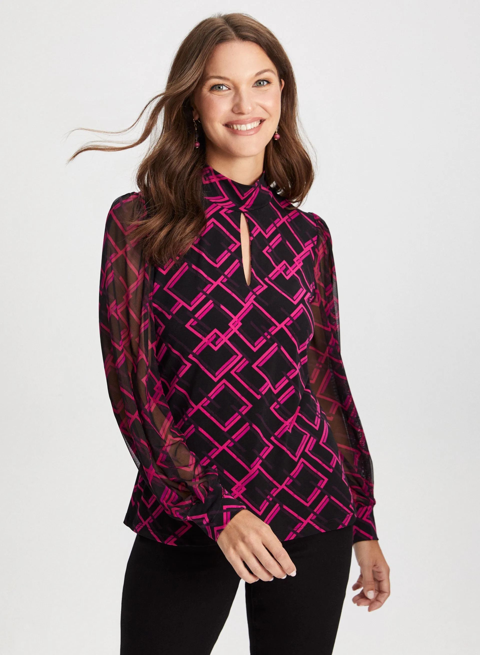 Keyhole Geometric Print Top sold by Laura product image thumbnail 5