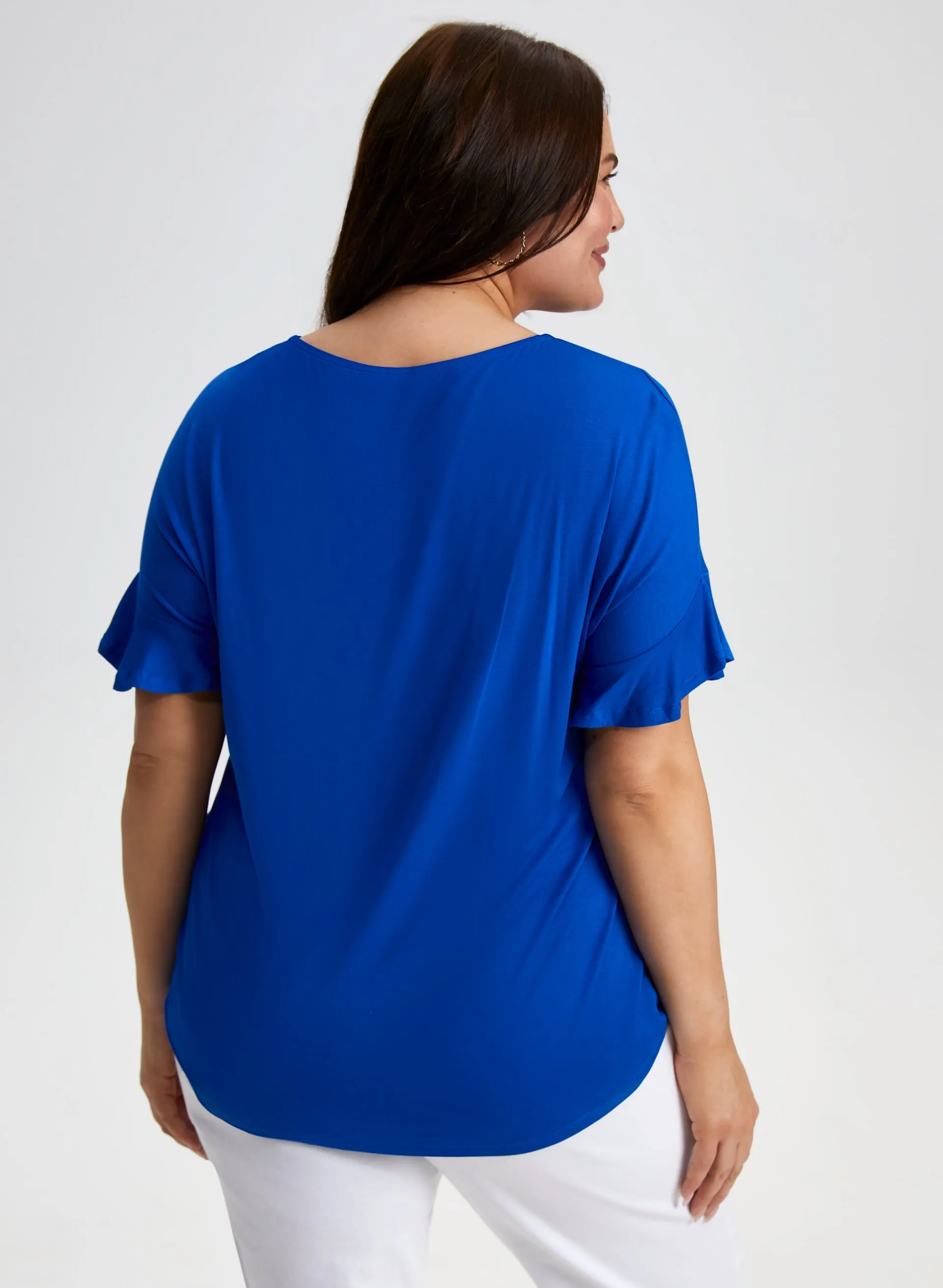 Ruffle Sleeve Floral Detail Top sold by Laura product image thumbnail 4