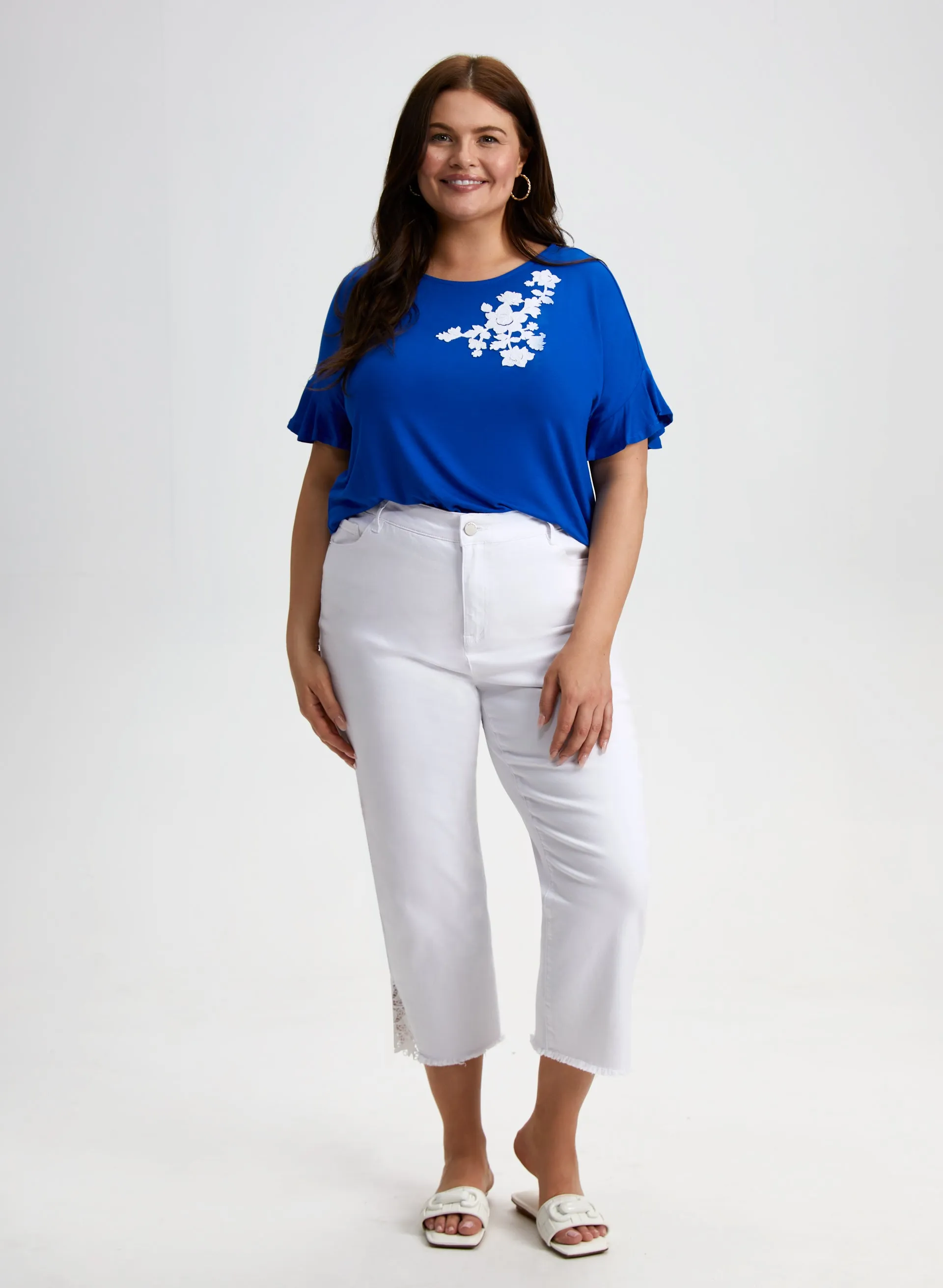 Ruffle Sleeve Floral Detail Top sold by Laura product image thumbnail 3