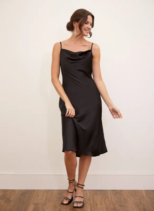 Drape Neck Satin Slip Dress sold by Laura