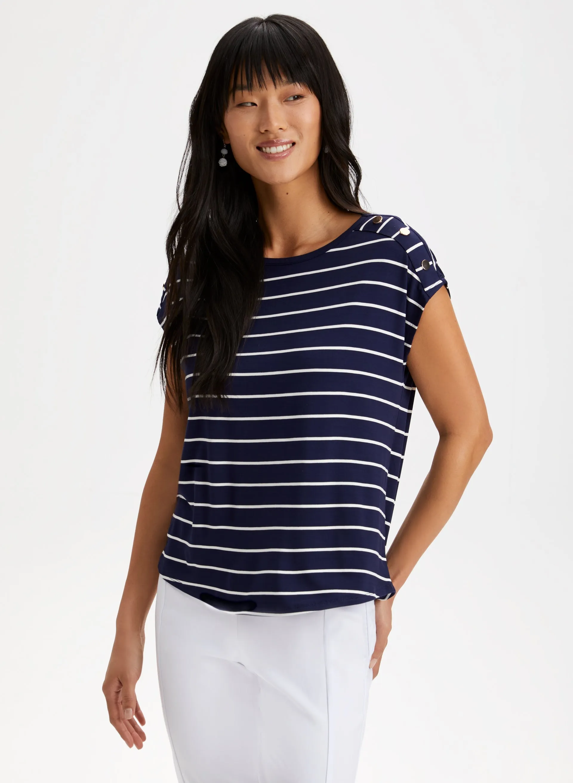 Stripe Print Two-Tone Top sold by Laura product image thumbnail 5