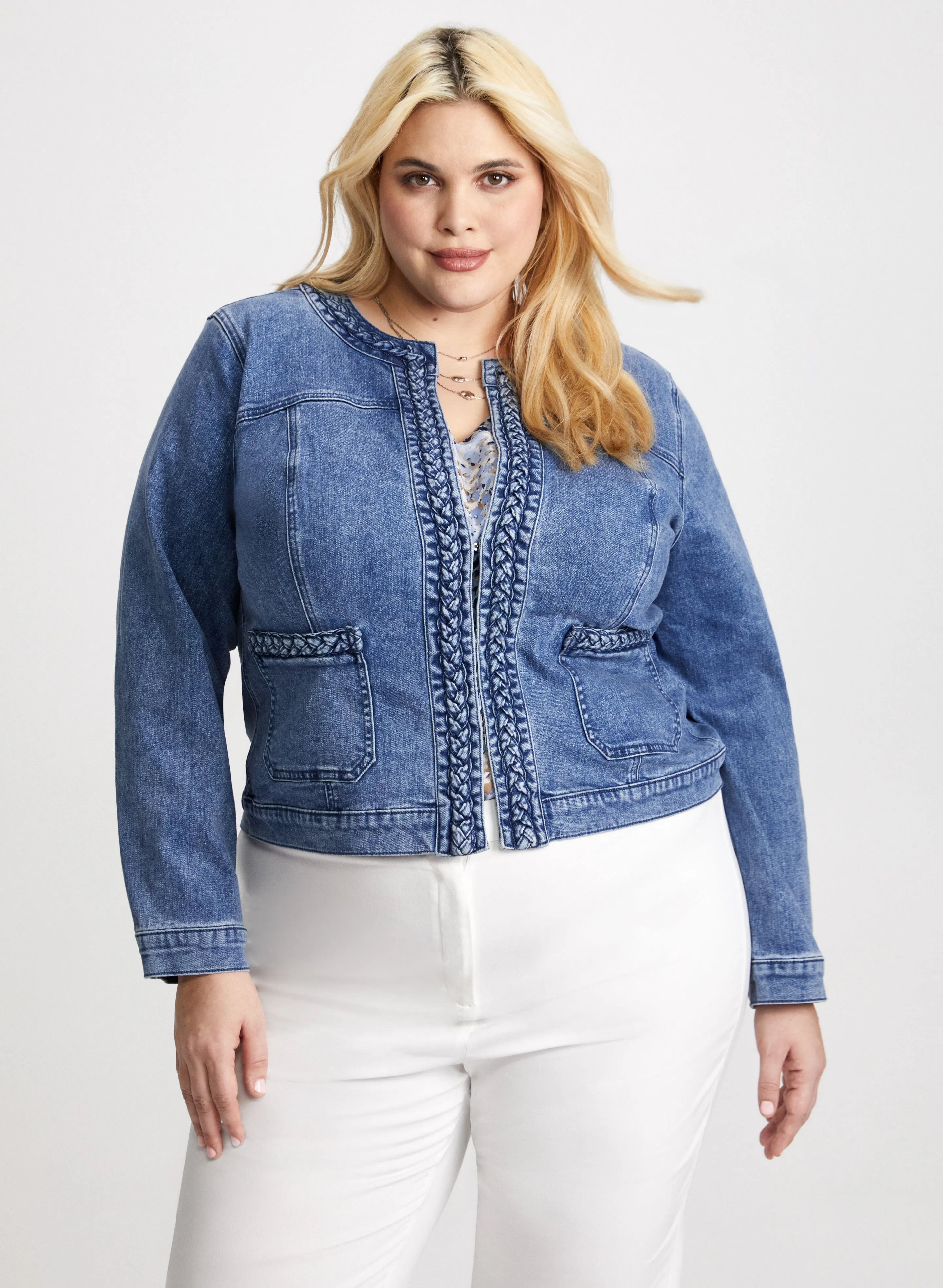 Braid Trim Denim Jacket sold by Laura