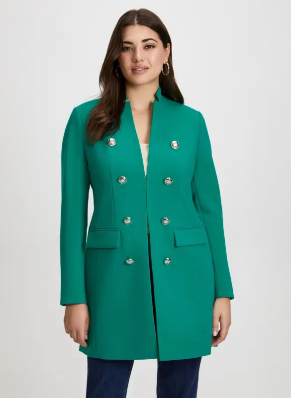 Button Detail Redingote Jacket sold by Laura