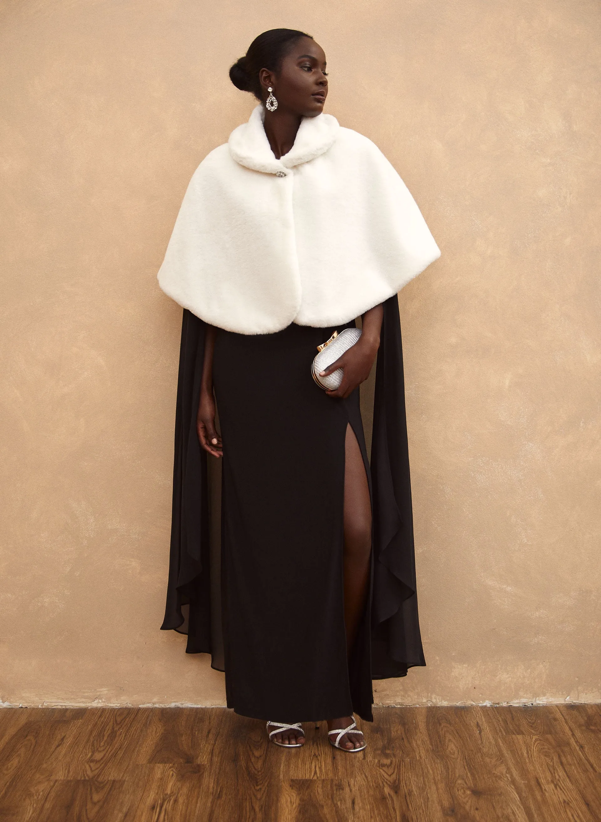 Brooch Detail Faux Fur Cape sold by Laura product image thumbnail 3