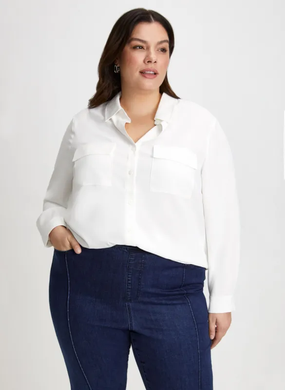 Flap Pocket Button Down Blouse sold by Laura