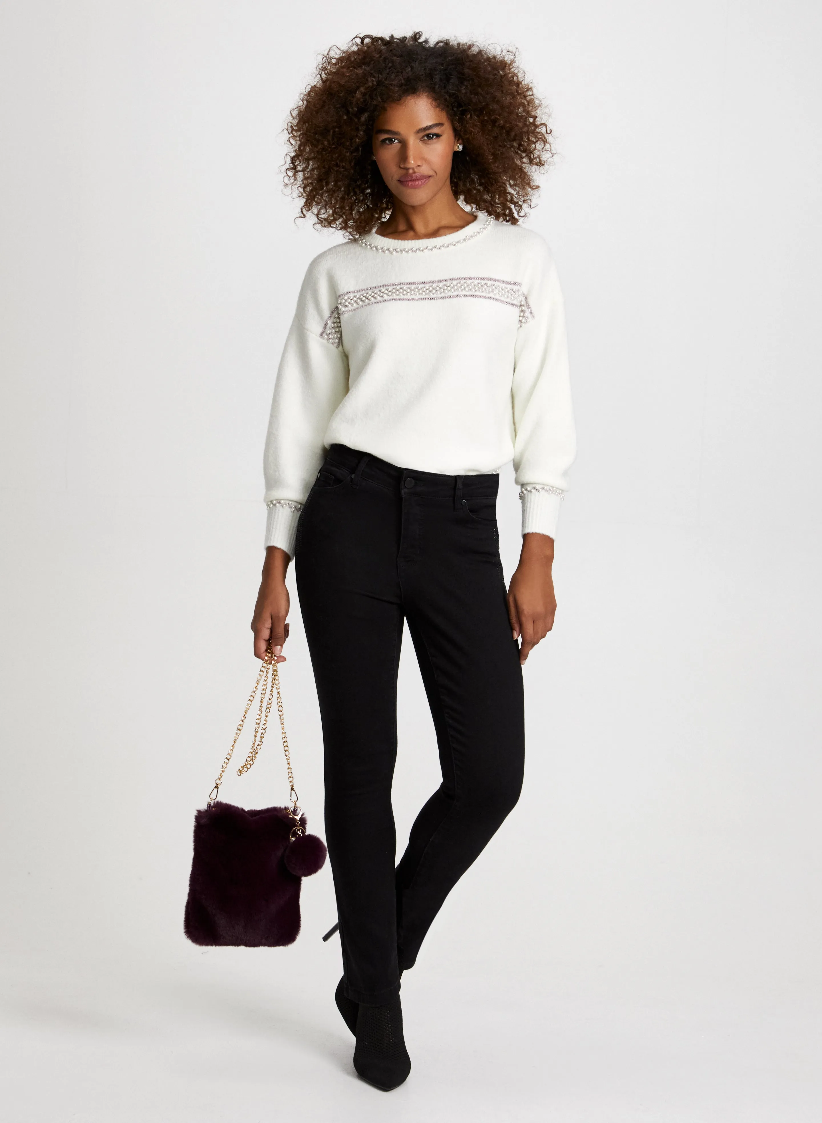 Pearl & Glitter Embellished Sweater & Jeans sold by Laura