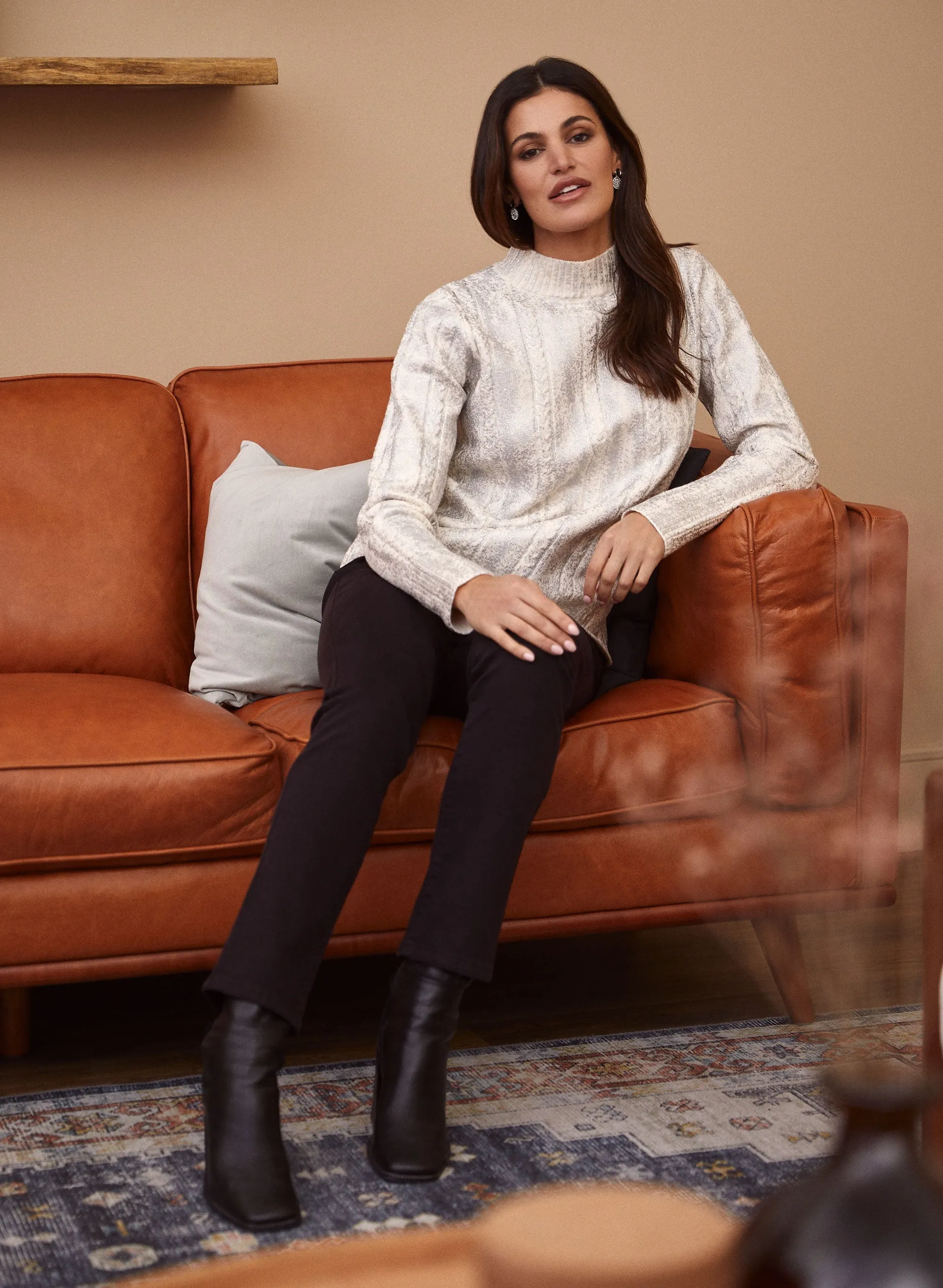 Metallic Cable Knit Sweater sold by Laura product image thumbnail 5