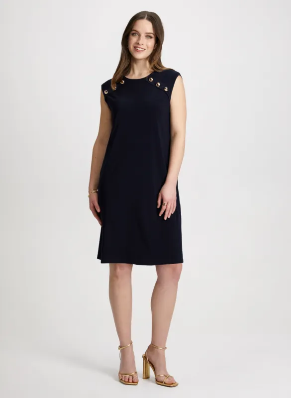 Decorative Button A-Line Dress sold by Laura