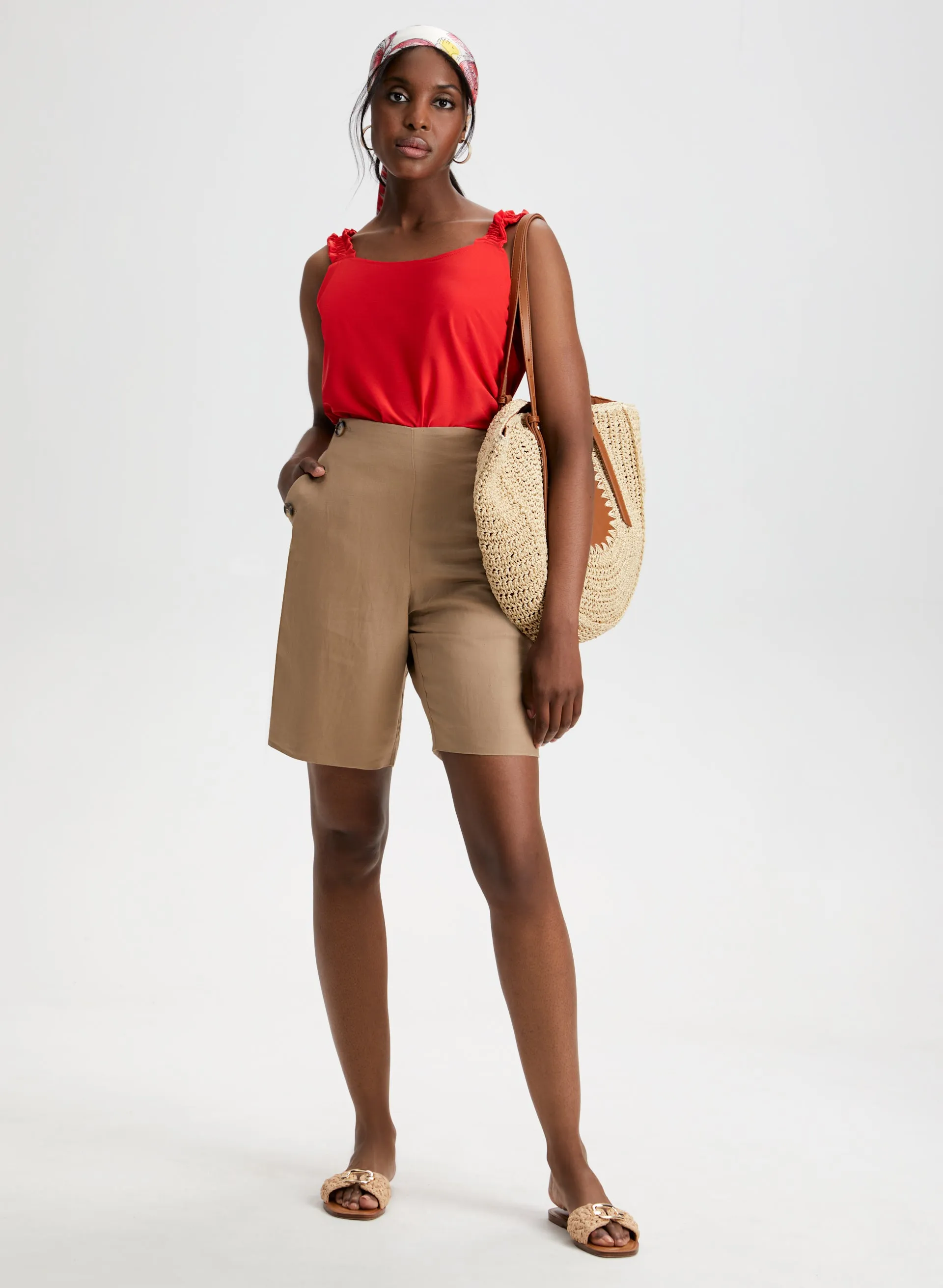 Pull-On Linen-Blend Shorts sold by Laura product image thumbnail 3