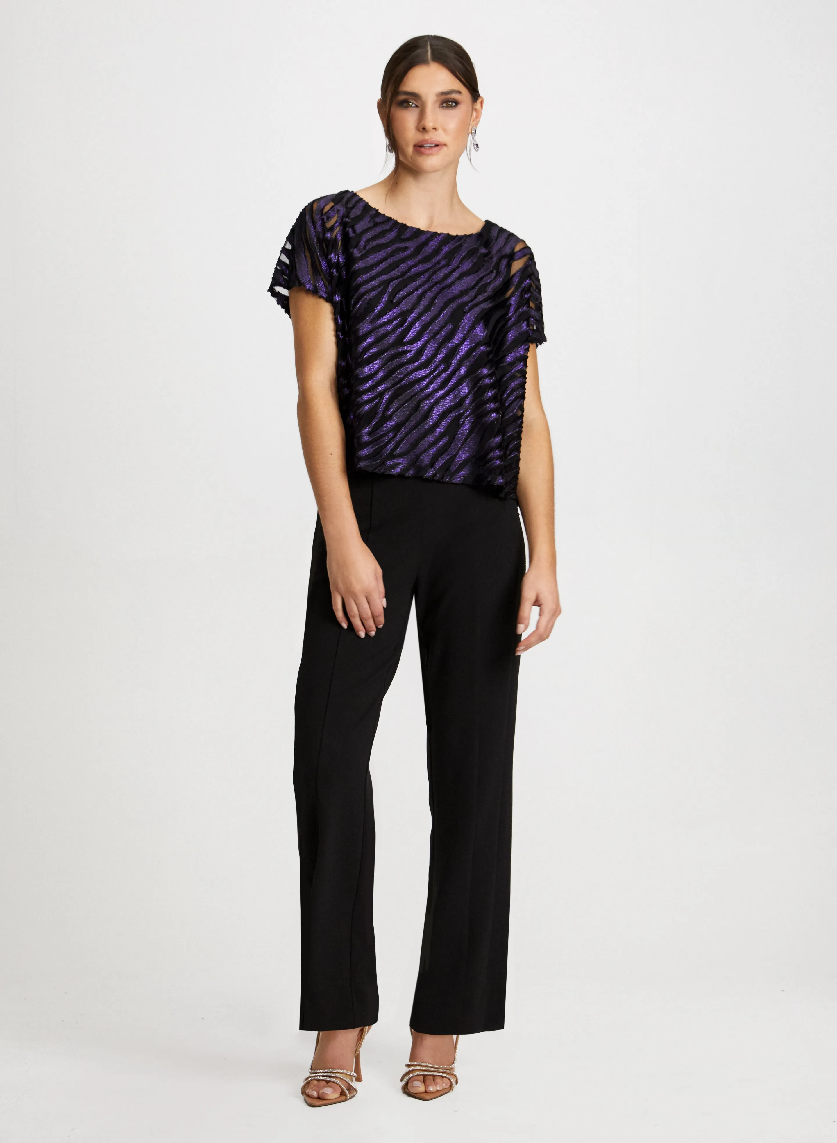 Metallic Print Top & Wide Leg Pants sold by Laura