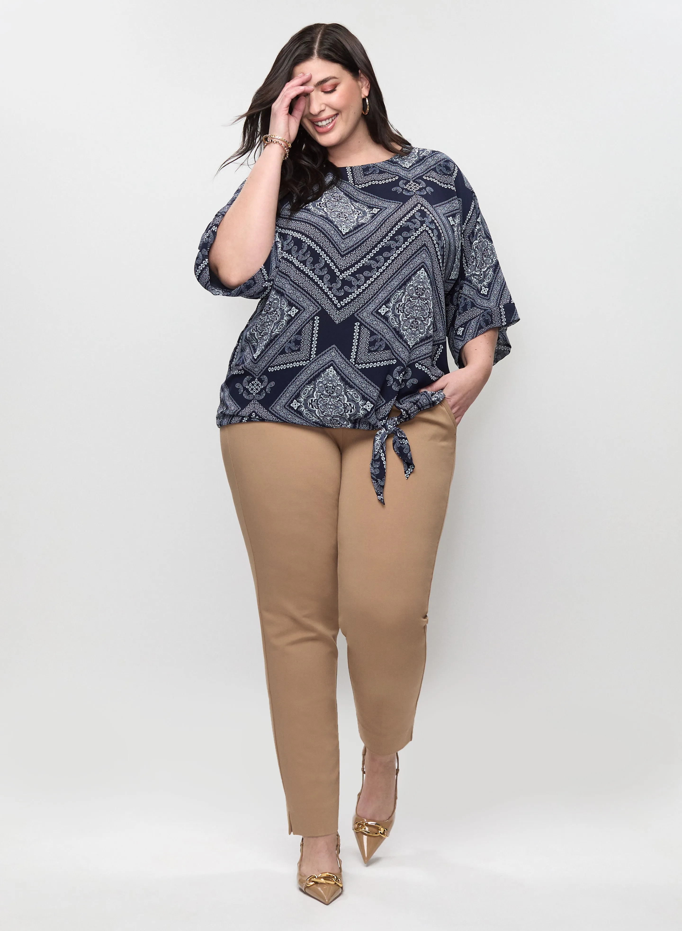 Paisley Print Blouse & Button Tab Detail Pants sold by Laura