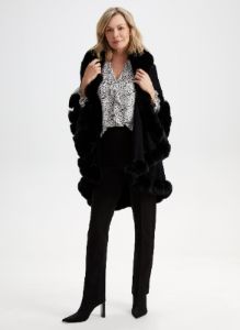 Twist Detail Faux Fur Poncho sold by Laura