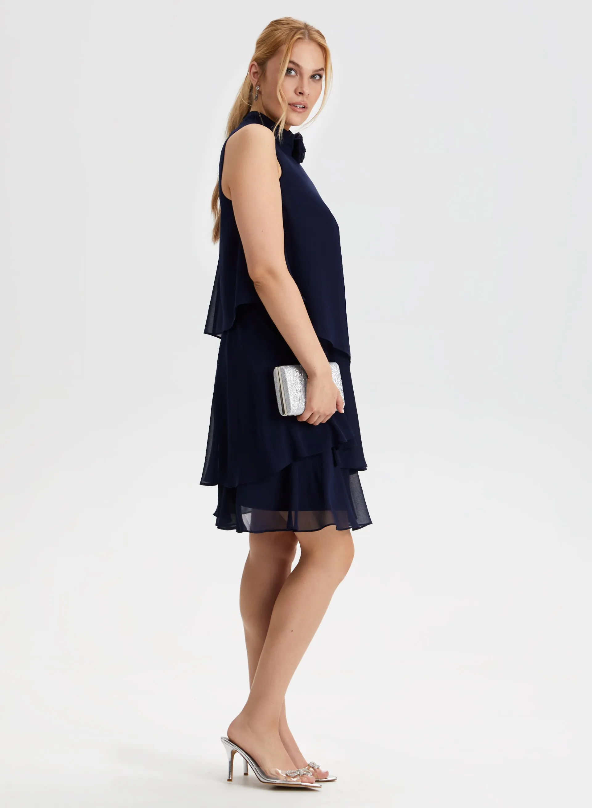 Layered Chiffon Mock Neck Dress sold by Laura product image thumbnail 3