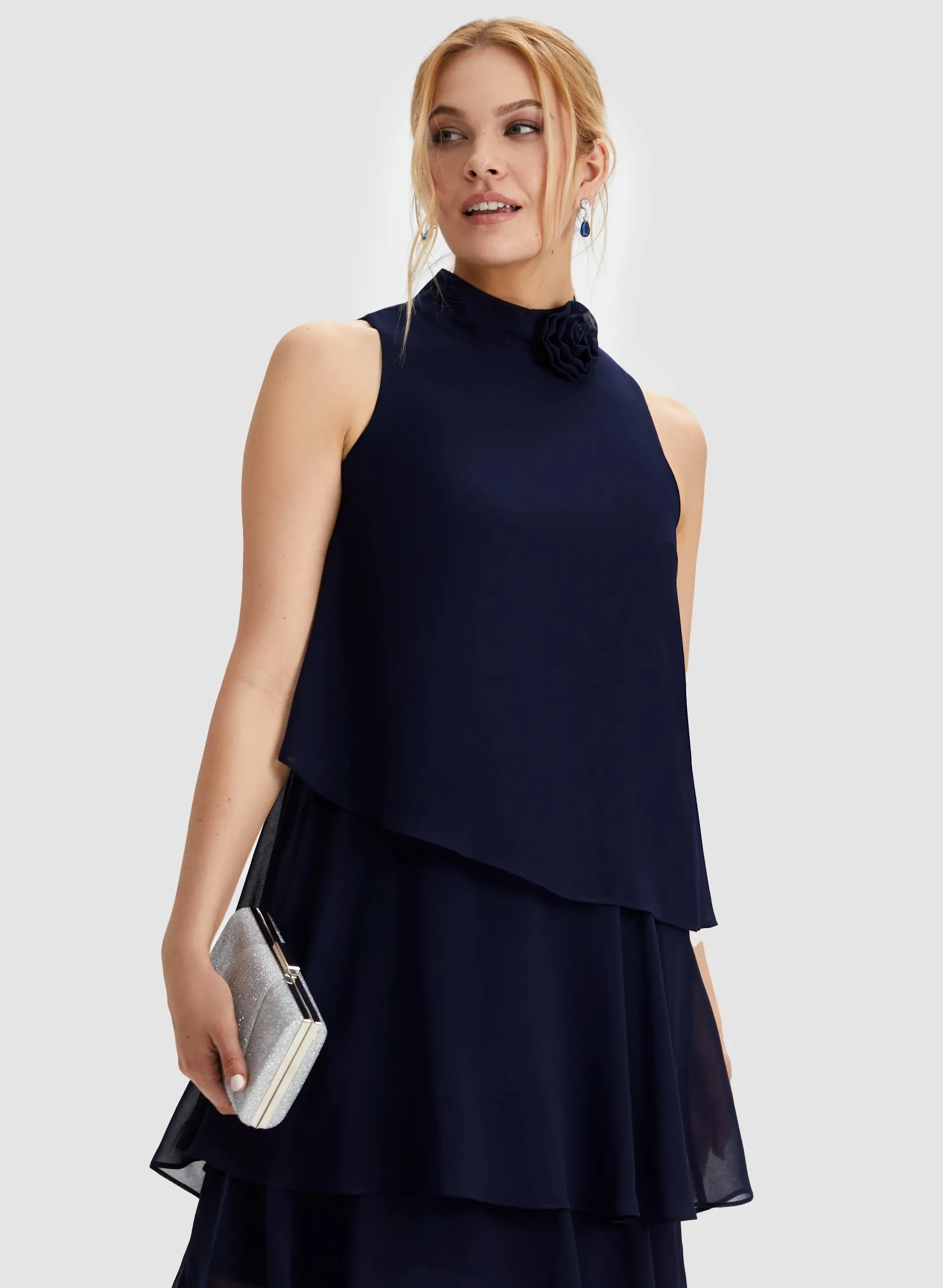 Layered Chiffon Mock Neck Dress sold by Laura product image thumbnail 5