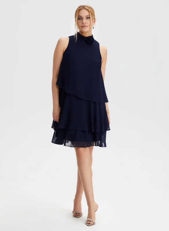 Layered Chiffon Mock Neck Dress sold by Laura