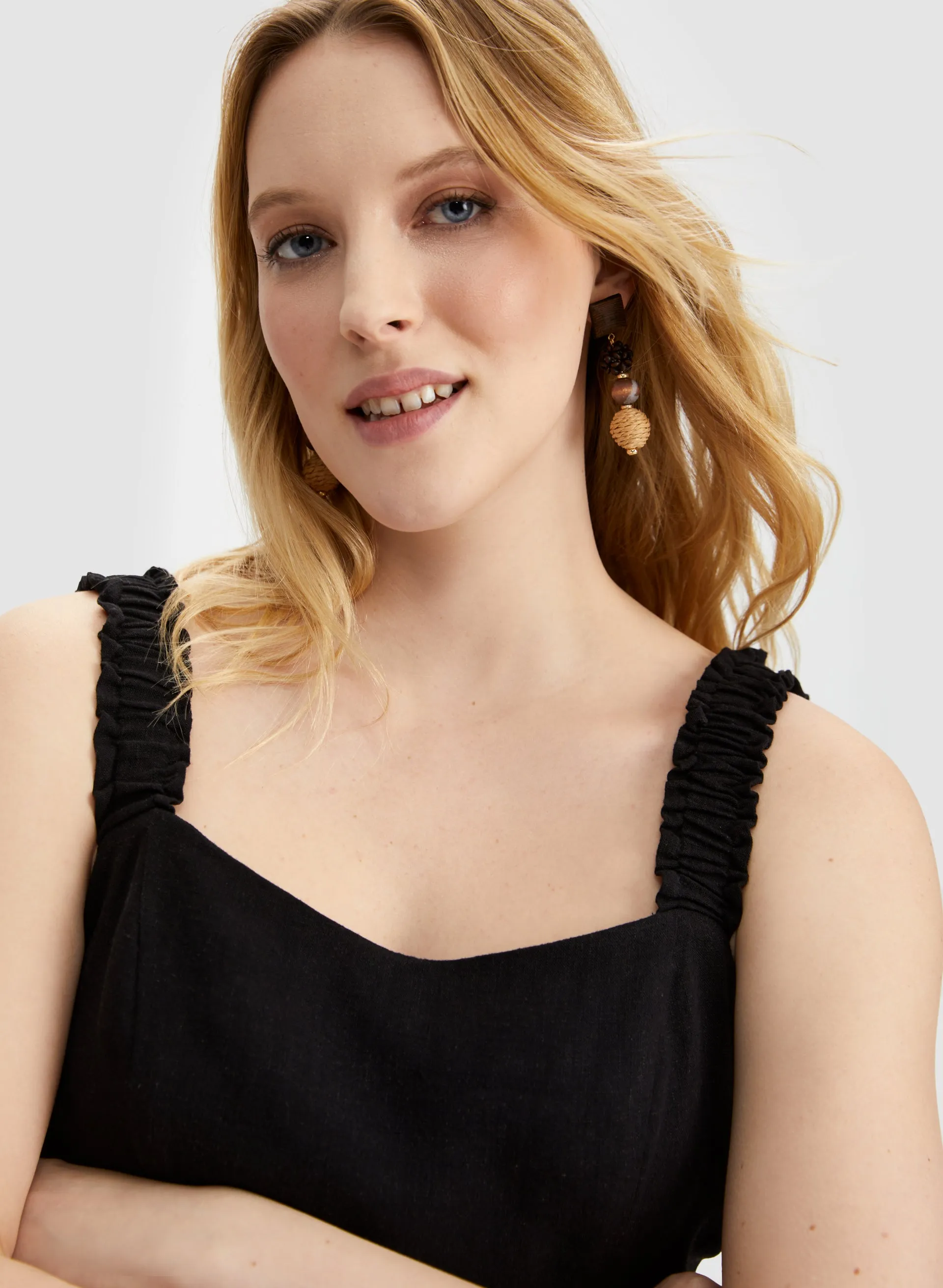 Linen Blend Elastic Strap Dress sold by Laura product image thumbnail 4