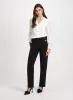 Mixed Print Ruffle Front Blouse & Straight Leg Pants sold by Laura