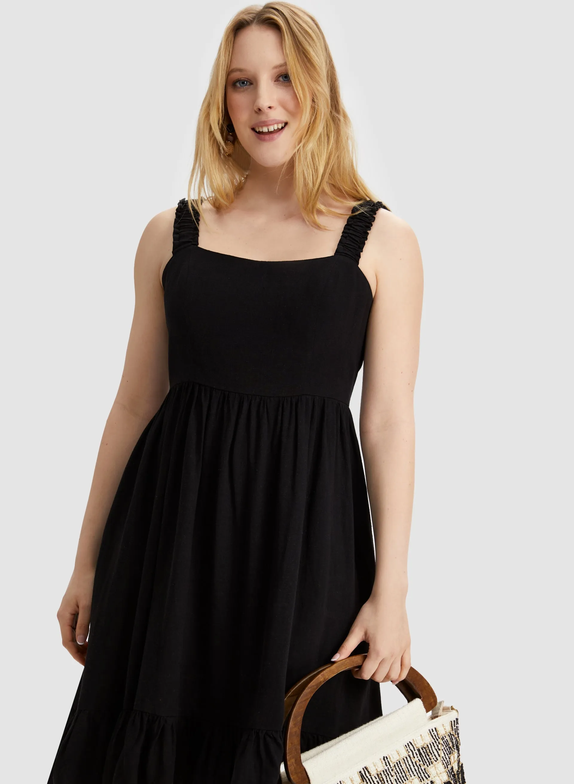 Linen Blend Elastic Strap Dress sold by Laura product image thumbnail 5