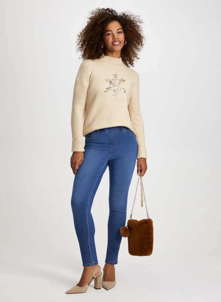 Snowflake Appliqué Sweater & Jeans sold by Laura