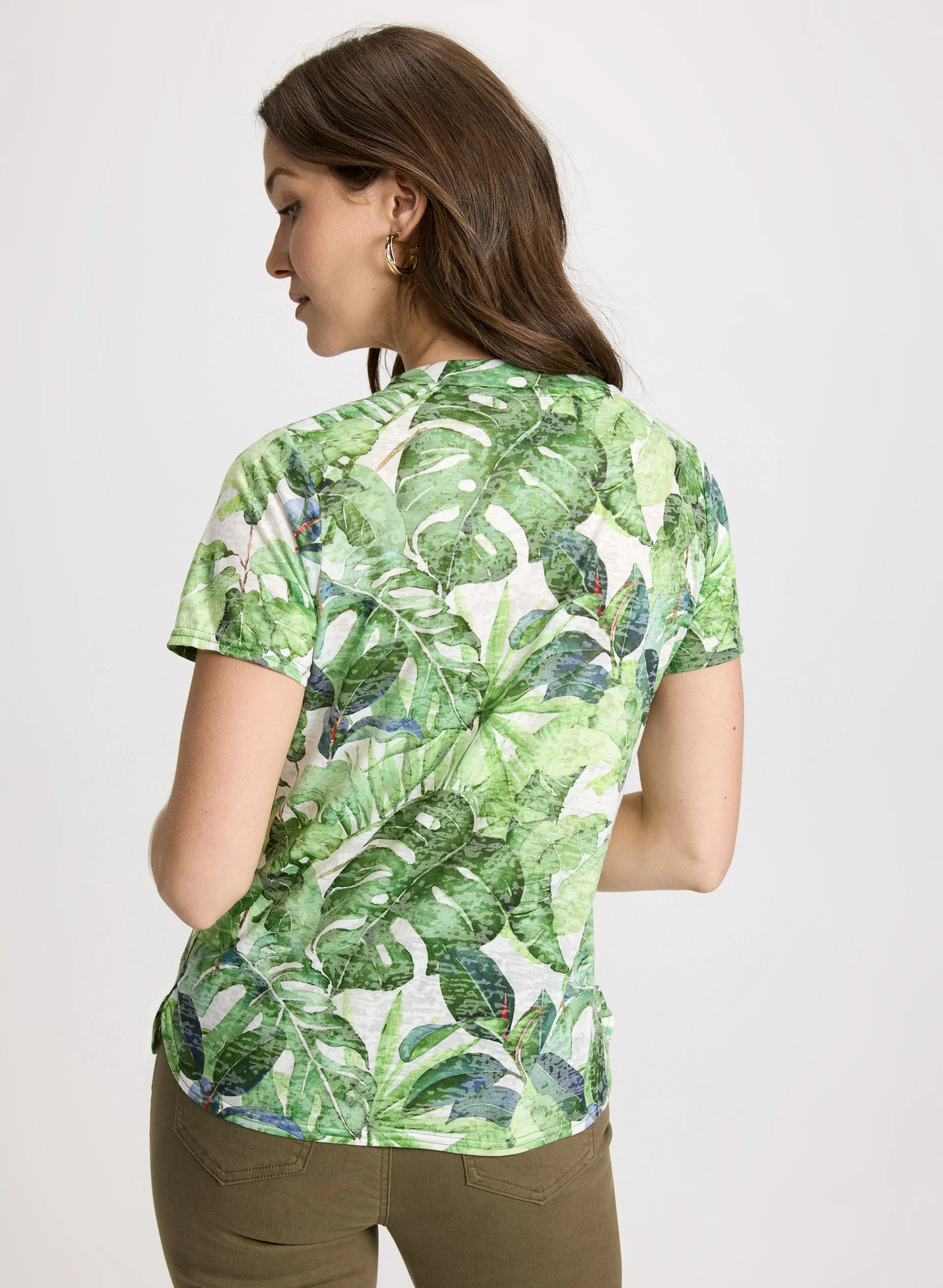 Leaf Print V-Neck Tee sold by Laura product image thumbnail 4