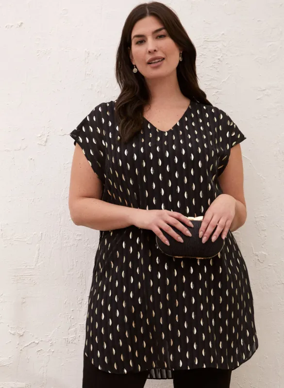Metallic Pattern Tunic Blouse sold by Laura