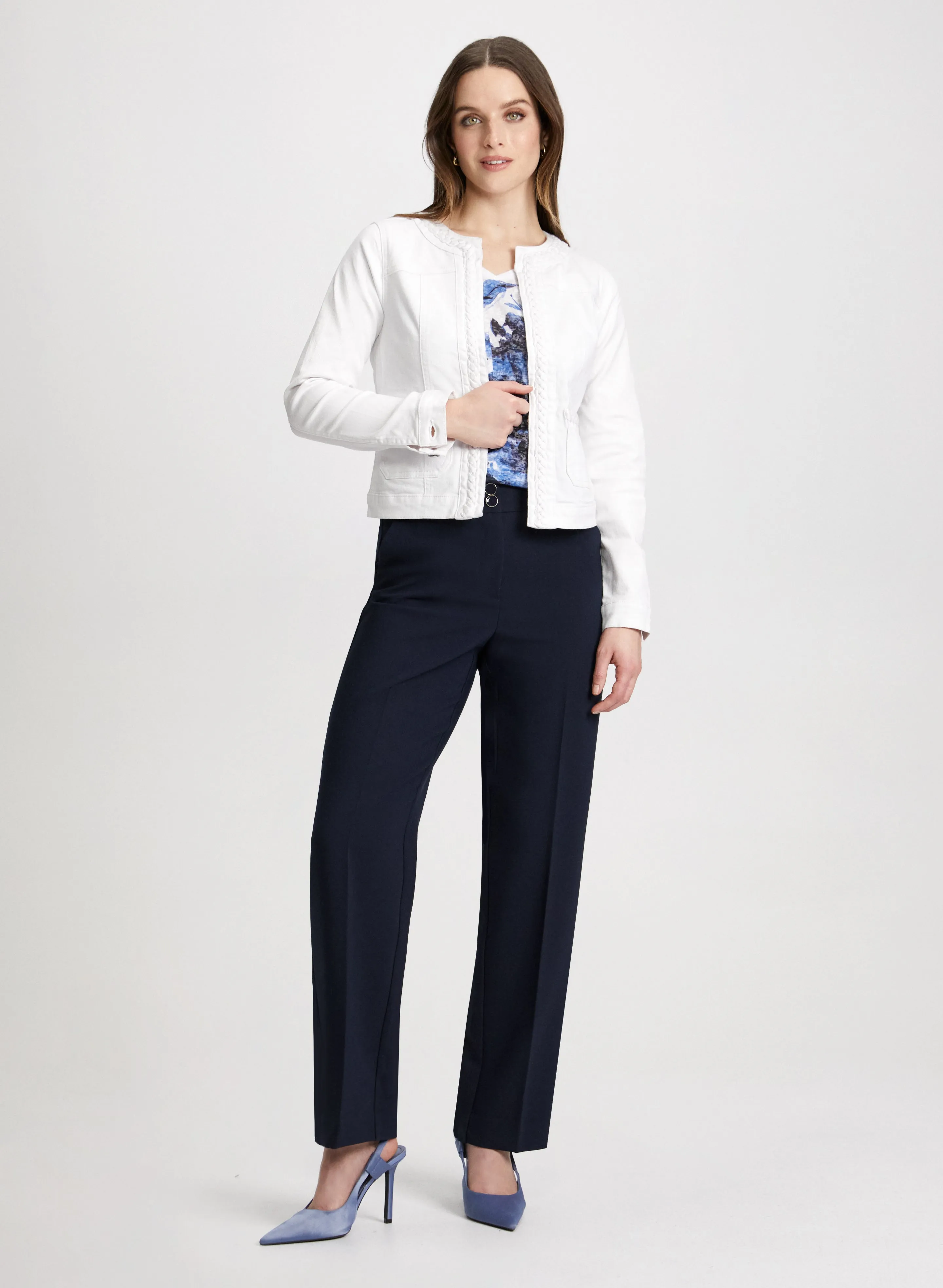 Braided Trim Denim Jacket & Straight Leg Pants sold by Laura