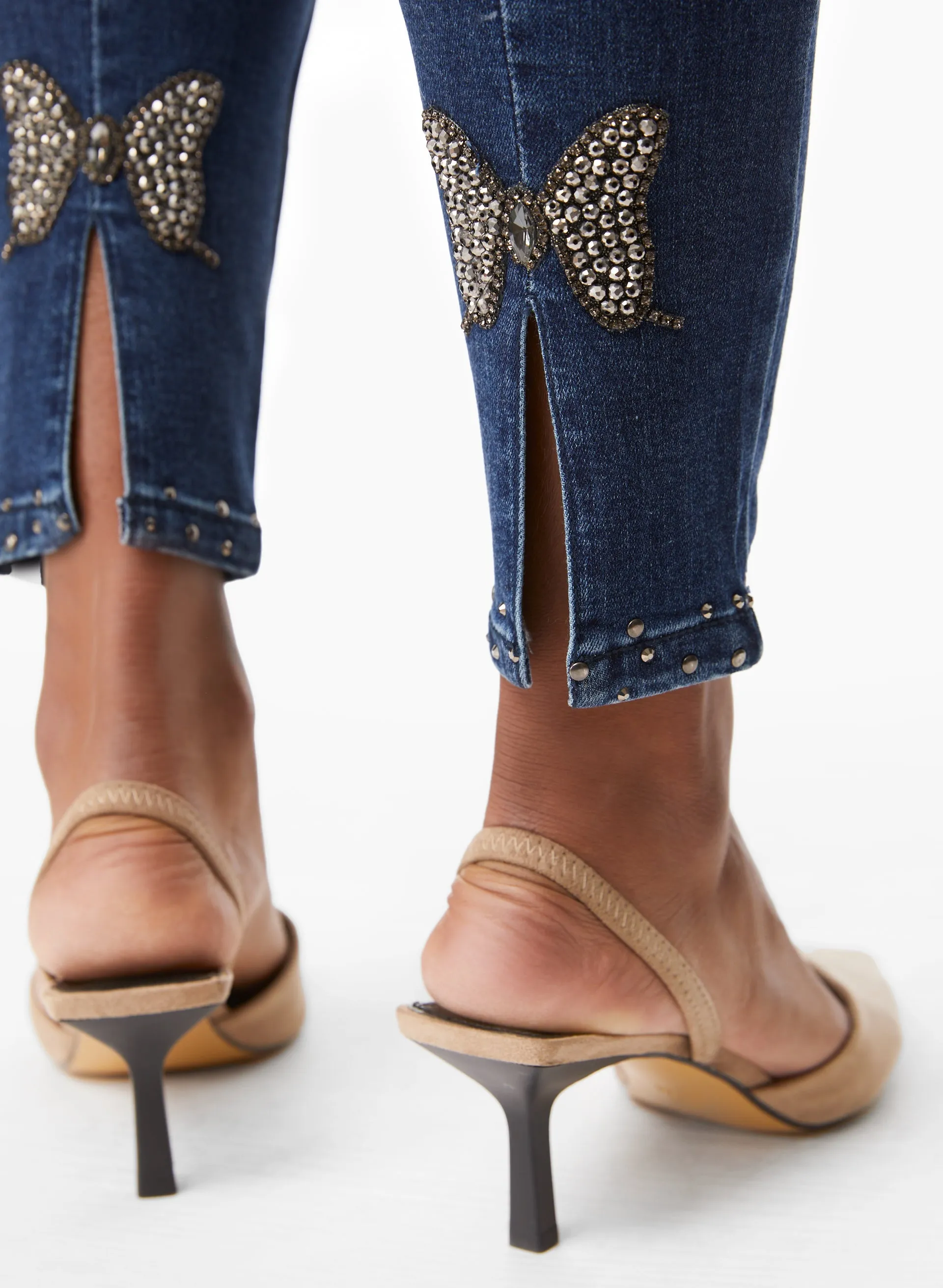Butterfly Rhinestone Detail Slim Leg Jeans sold by Laura product image thumbnail 4