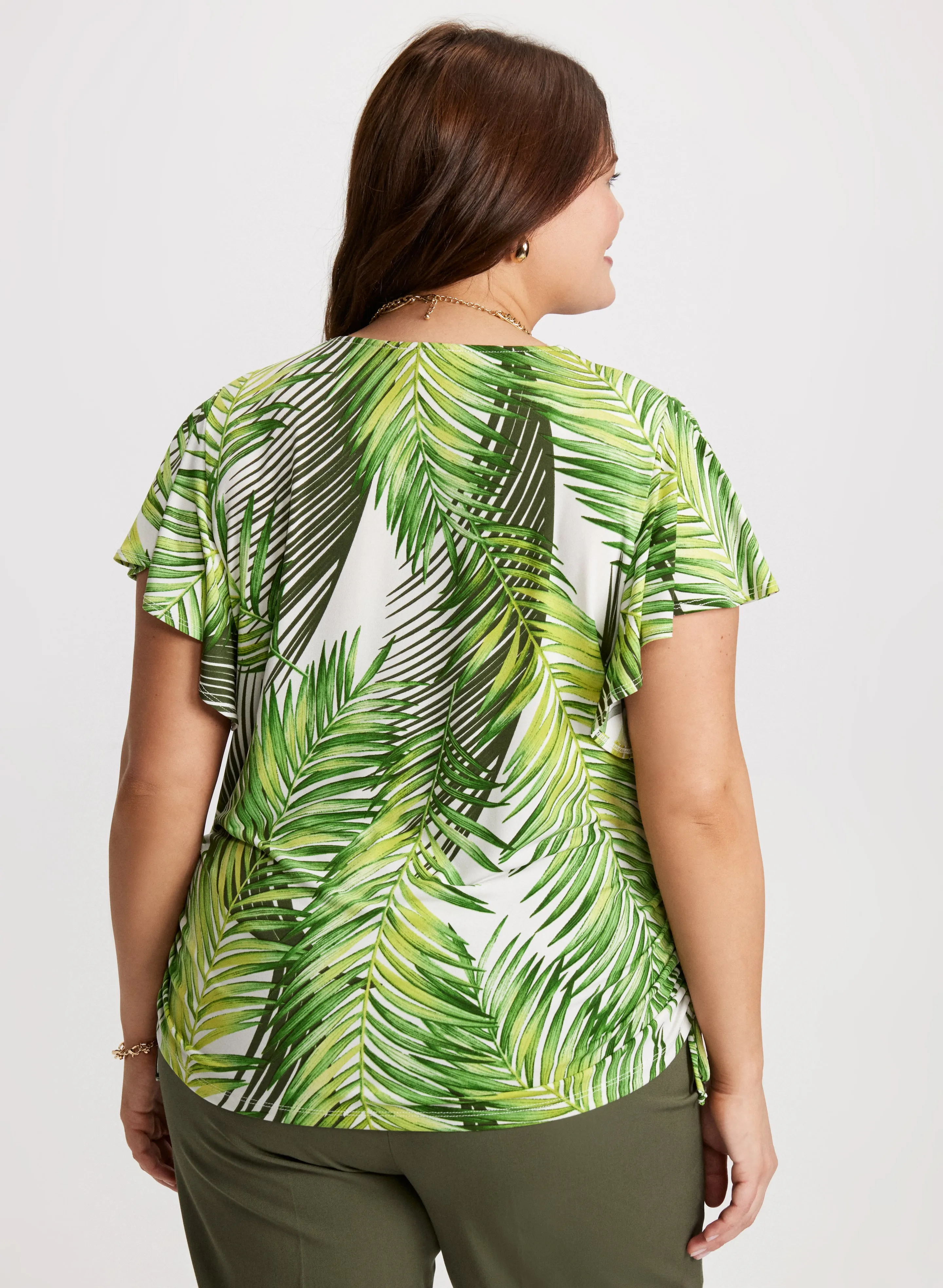 Leaf Print Cap-Sleeve Top sold by Laura product image thumbnail 4