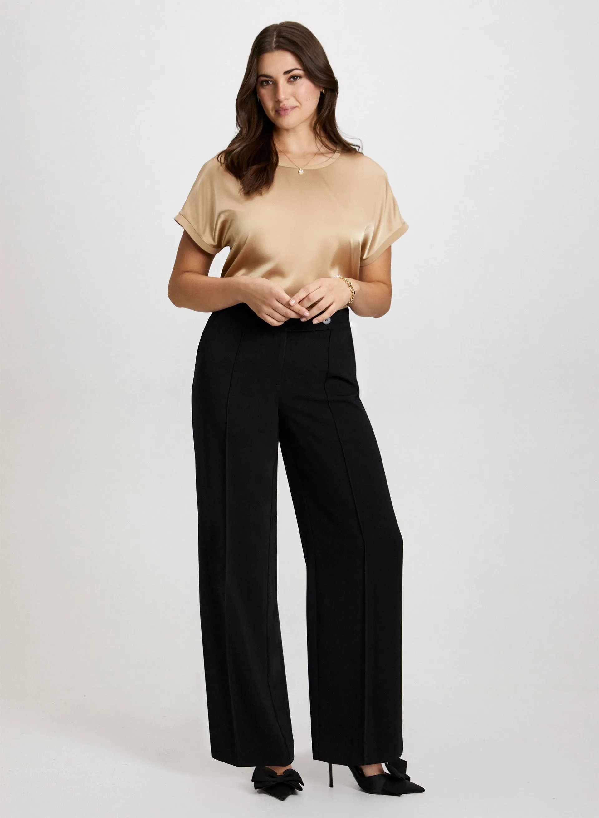 Satin Top & Modern Fit Wide Leg Pants sold by Laura