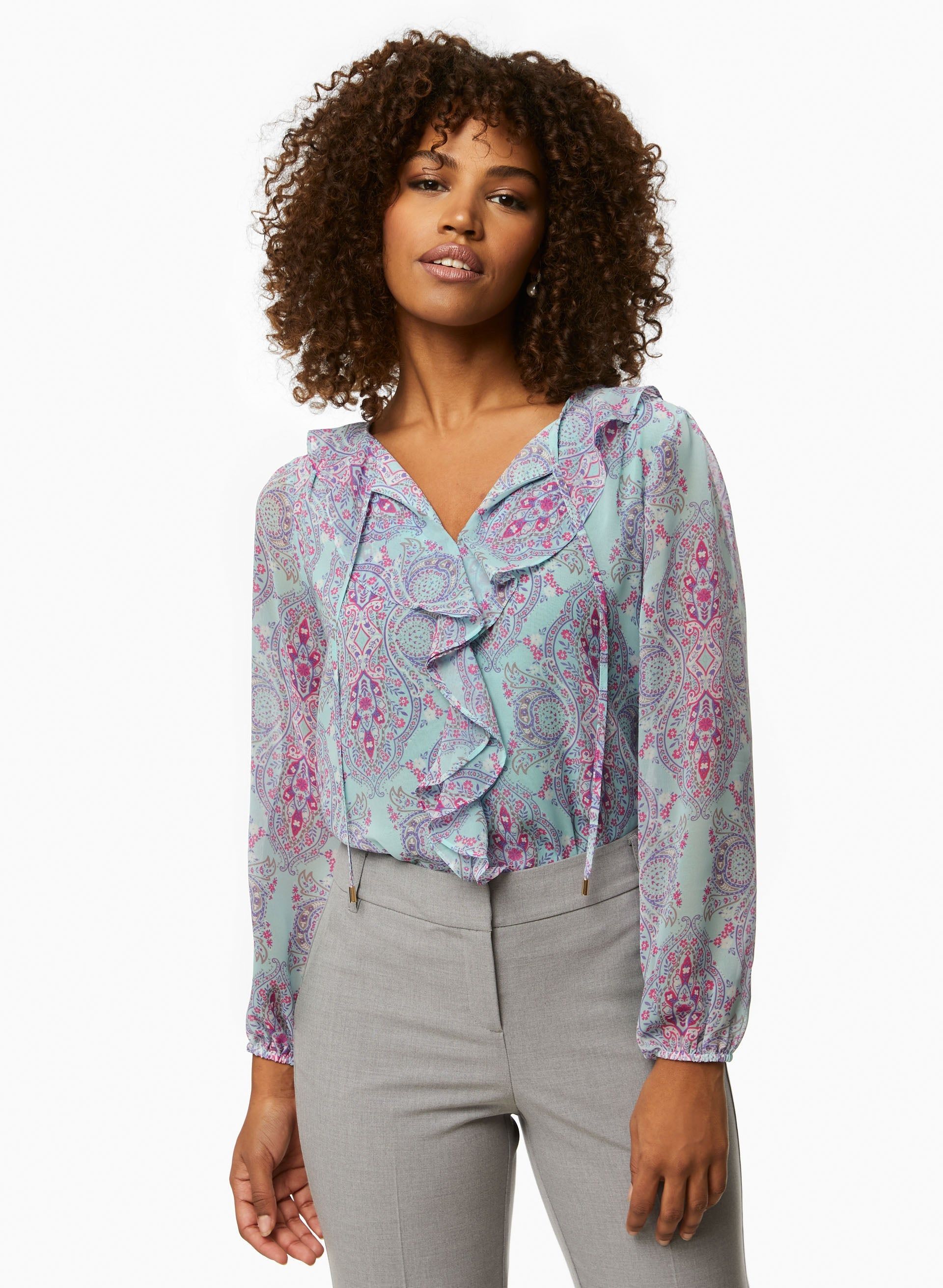 Paisley Print Ruffle Blouse sold by Laura