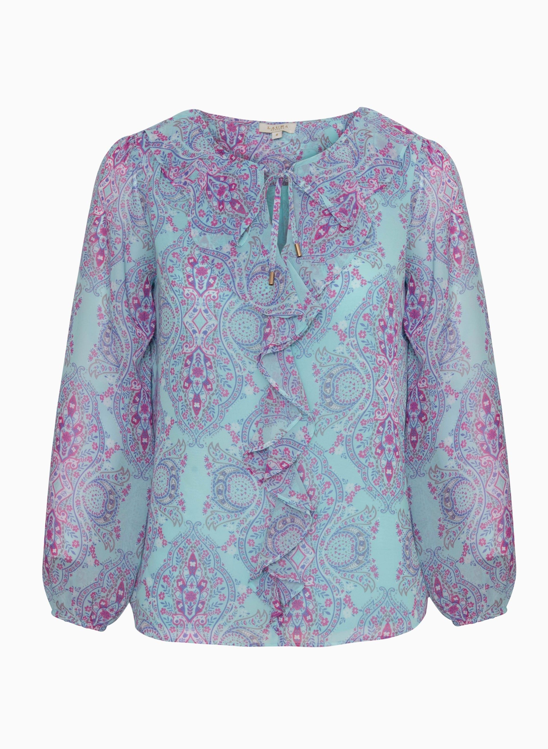 Paisley Print Ruffle Blouse sold by Laura product image thumbnail 5