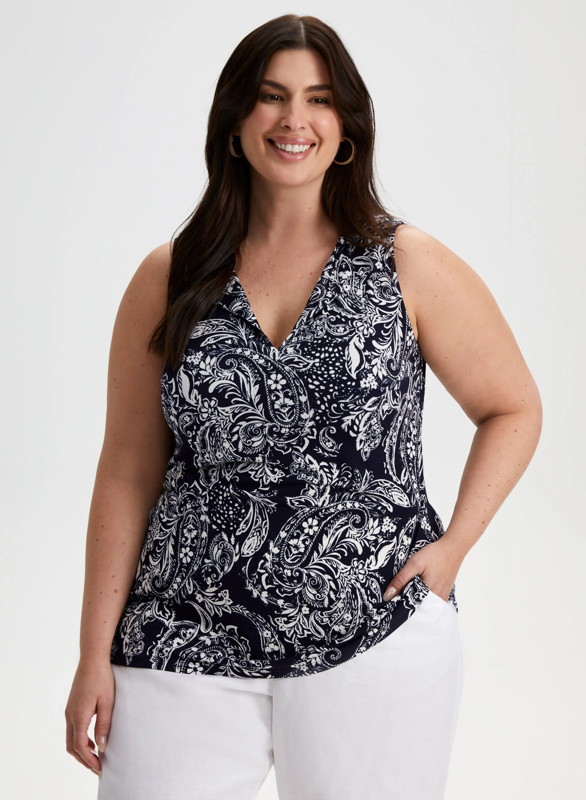 Paisley Print Sleeveless Top sold by Laura