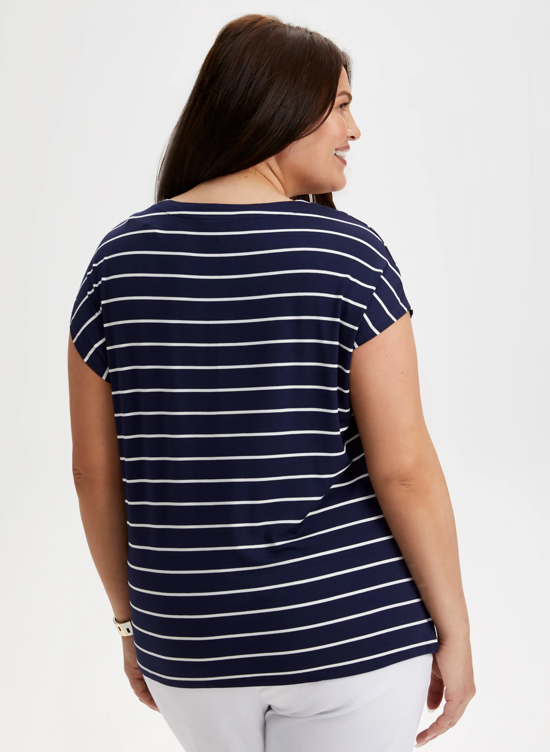 V-Neck Stripe Print Top sold by Laura product image thumbnail 4