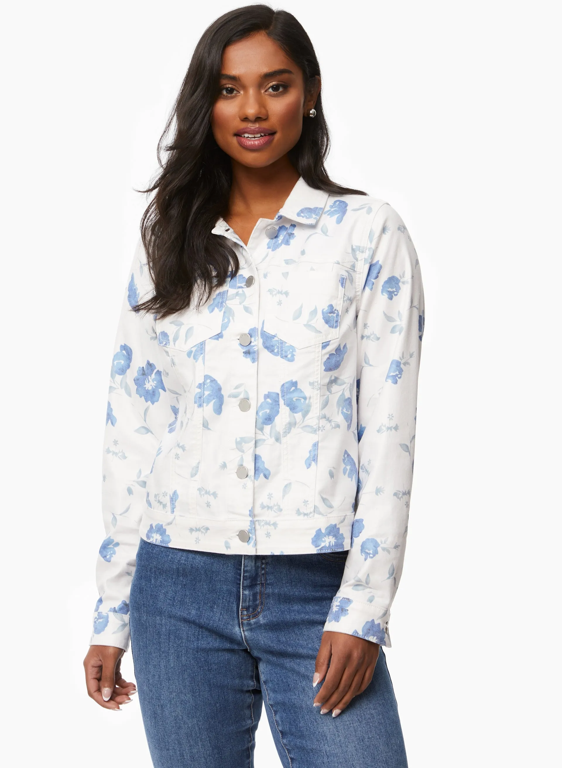 Floral Print Denim Jacket sold by Laura