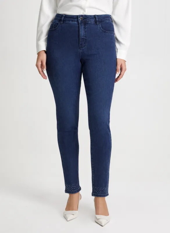Bow Detail Straight Leg Jeans sold by Laura