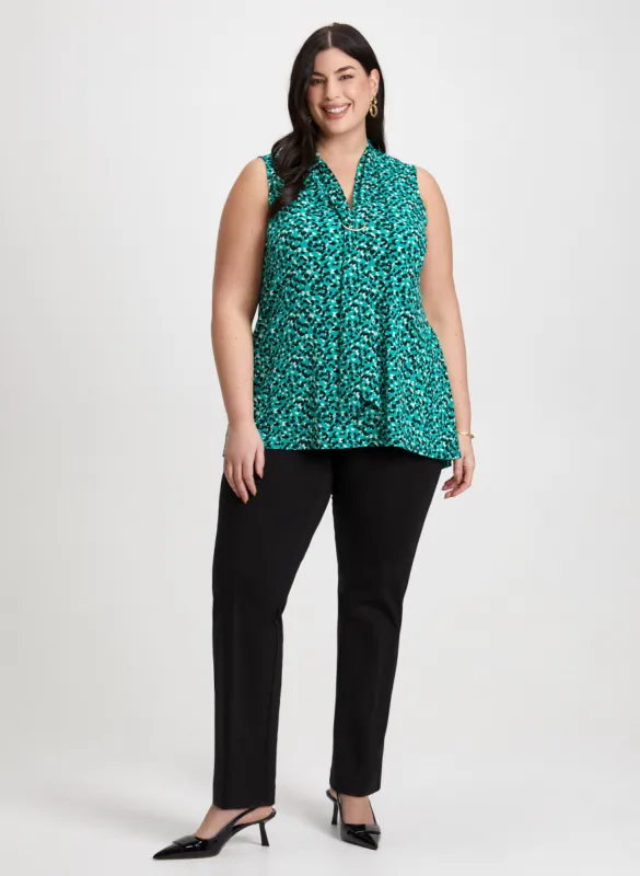 Neck Tie Detail Top & Slim Leg Pants sold by Laura