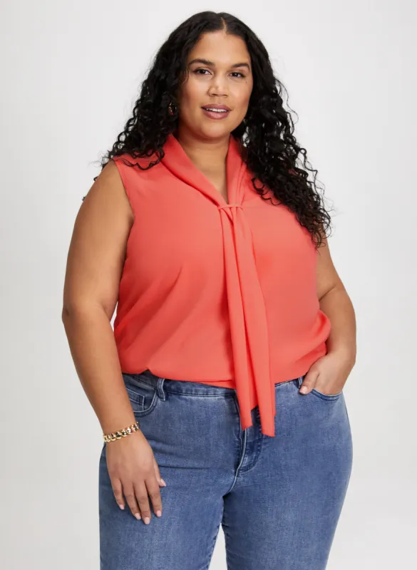 Tie-Neck Sleeveless Blouse sold by Laura