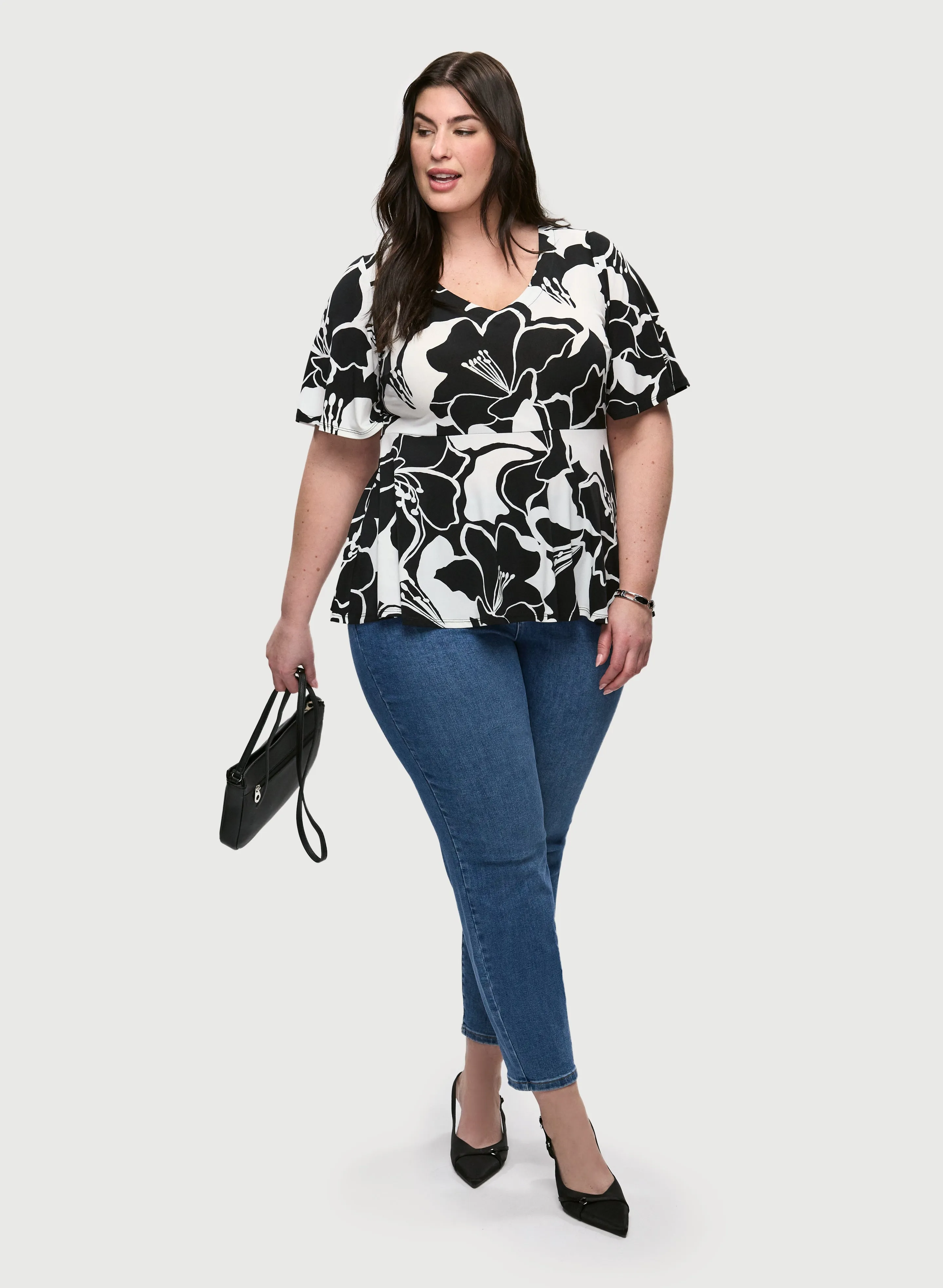 Floral Print Top & Essential Slim Leg Jeans sold by Laura