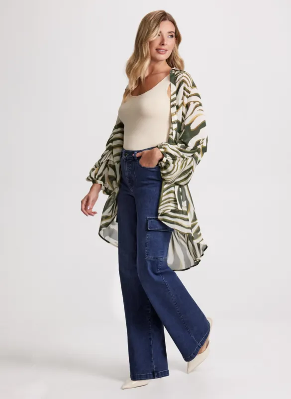 Animal Print Button-Up Tunic & Cargo Jeans sold by Laura