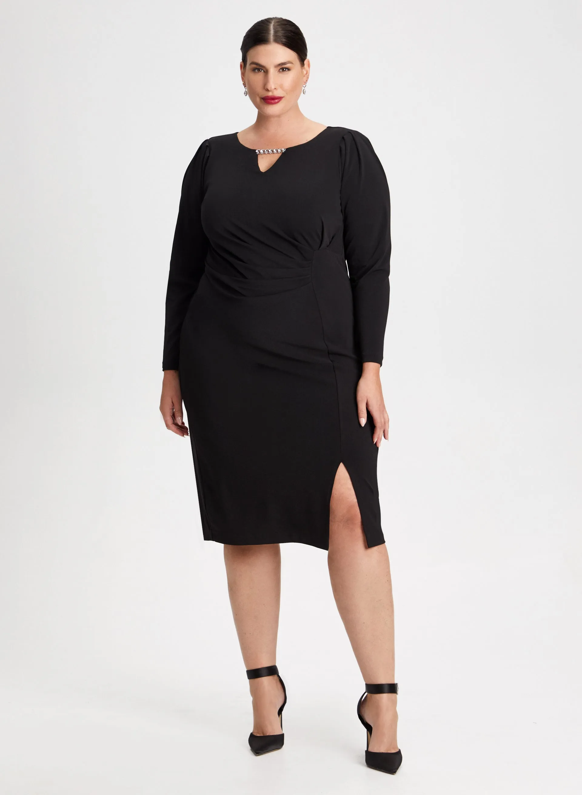 Side Pleat Detail Sheath Dress sold by Laura